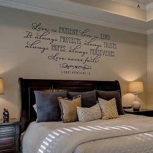 Love is patient, love is kind. Love never fails. - 1 CORINTHIANS 13 - Wall Decal Sticker