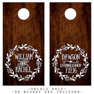 PERSONALIZED Wedding Monogram Cornhole Boards Decals | Stickers Set