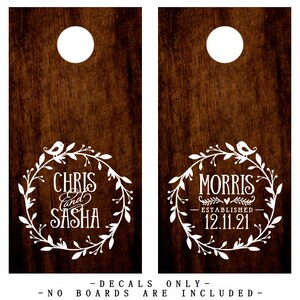 PERSONALIZED Wedding Monogram Cornhole Boards Decals | Stickers Set