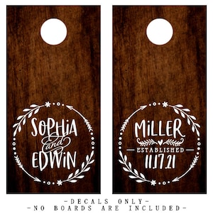 PERSONALIZED Wedding Monogram Cornhole Boards Decals | Stickers Set