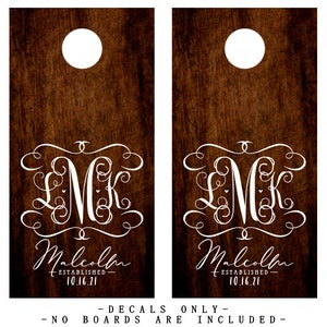 PERSONALIZED Wedding Monogram Cornhole Boards Decals | Stickers Set