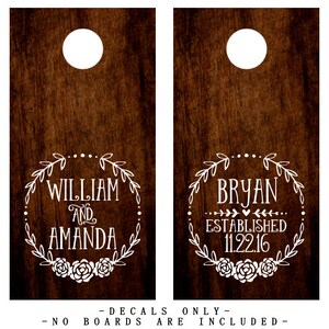 PERSONALIZED Wedding Monogram Cornhole Boards Decals | Stickers Set