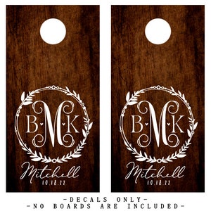 PERSONALIZED Wedding Monogram Cornhole Boards Decals | Stickers Set