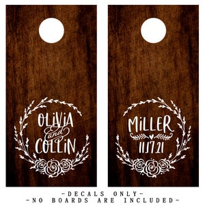 PERSONALIZED Wedding Monogram Cornhole Boards Decals | Stickers Set