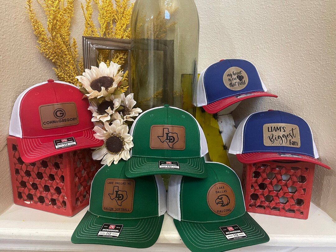 Custom Leather Patch Hat Leatherette Richardson Trucker Style Hat Snapback Hat Matching Hats ...