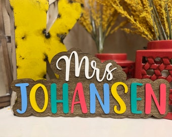 Personalized Teacher Name Sign | Wood Classroom Decor
