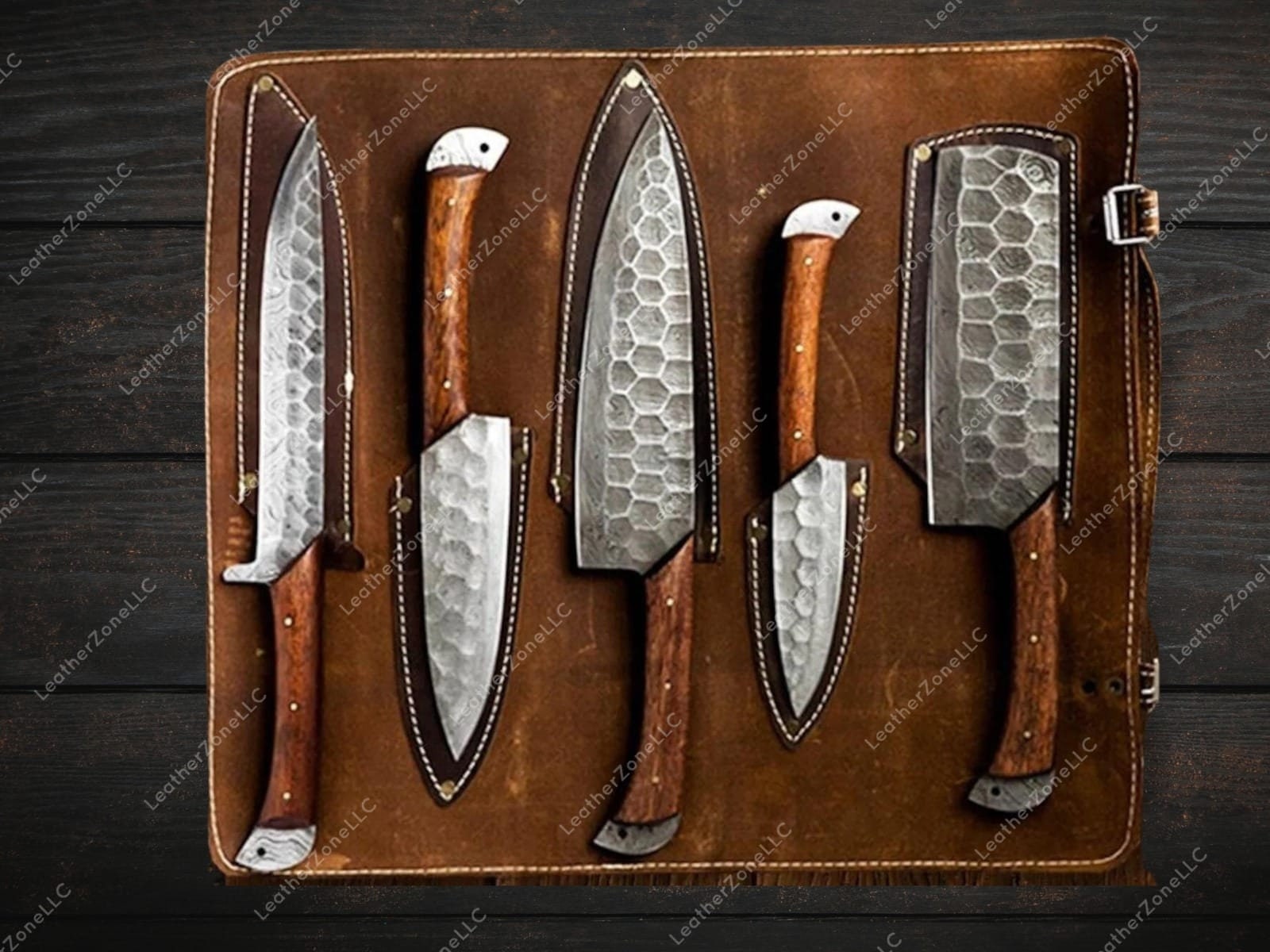 Custom Damascus Chef Knives 3pc Set VG10 Resin Cast Burl Handle, Unique Chef  Knife Pinecone Kitchen Knife, Best Chef Gift 