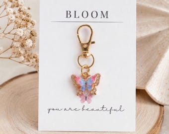 Butterfly keychain – surprise color with card, small gift for girlfriend, mom, sister, best friend, gift idea