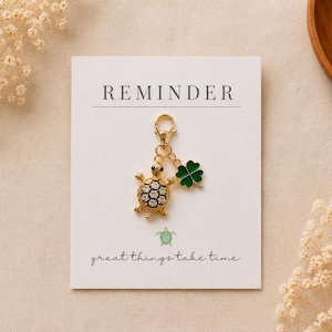 Lucky charm keychain turtle with clover – small lucky charm gift idea – Turtle Keychain Good Luck Charm