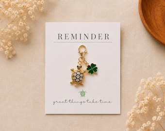 Lucky charm keychain turtle with clover – small lucky charm gift idea – Turtle Keychain Good Luck Charm