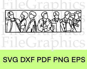 BTS silhouet Svg Png Dxf Eps Pdf-bestand voor Cricut Machines