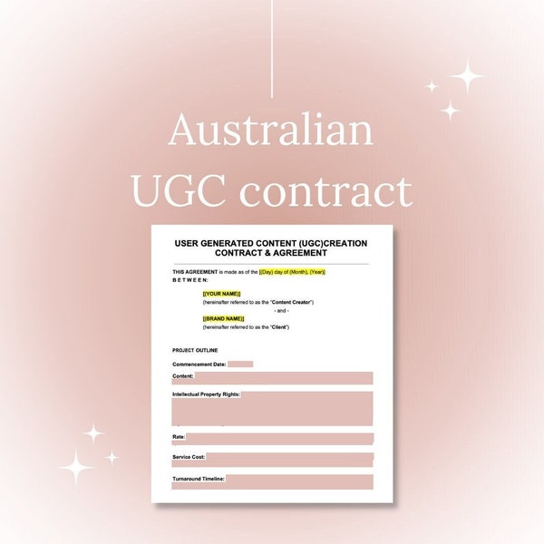 Australian User Generated Content (UGC) Creator Contract | Attorney reviewed and approved