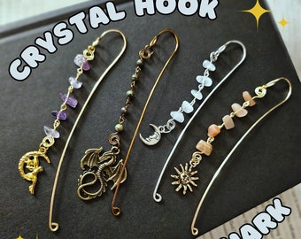 Crystal Hook Bookmark | Dragon | Fairy | Sun and Moon Bookmark | Fantasy Bookmark | Wire Bookmark | Gifts for Readers | Custom Bookmark