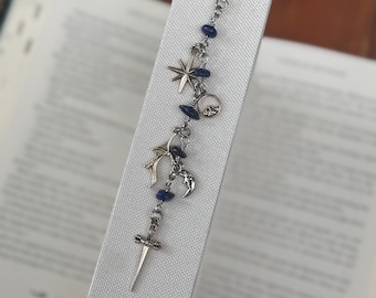 Fantasy Crystal Bookmark | Starry Mountain Bookmark | Lapis Lazuli | Metal Bookmark | Hook Bookmark | Book Accessories | Gifts For Readers