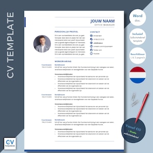 Plantilla de CV “Carrera” - Azul | plantilla de currículum | Carta de motivación | Diseño de Negocios | Marca personal | Plantilla de currículum amigable con Ats | MS Palabra