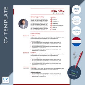 Plantilla de CV “Carrera” - Rojo | Plantilla de CV | Carta de motivación | Diseño de Negocios | Marca personal