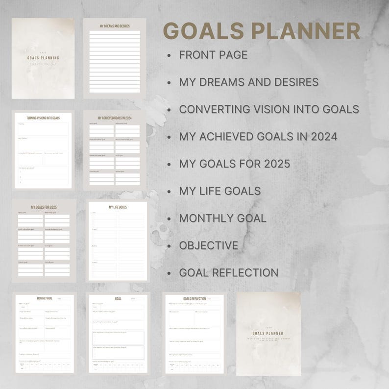 Basic Objective Planner Printable Goals Planner Bundle 2025 | Dreams and Desires, Vision & Goal ...