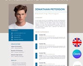 Marketing CV Template Canva | Graduated Resume | English 1 & 2 page layout | Young Professional | Cover Letter Template | Creative Design