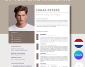 CV Template Marketing | Afgestudeerd | Eerste baan | Inclusief motivatiebrief | Canva Templates | Digitale Download | Young Professional CV