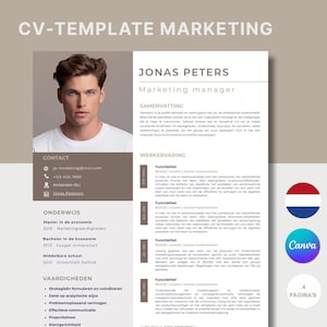 Plantilla de CV de Marketing | Graduado | Primer trabajo | Incluyendo carta de presentación | Plantillas de Canva | Descarga digital | CV de joven profesional