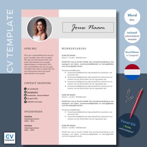 Plantilla CV Fashionista Rosa | Plantilla de CV | Carta de motivación | Diseño creativo | Marca personal | Plantilla de currículum amigable con Ats | MS Palabra