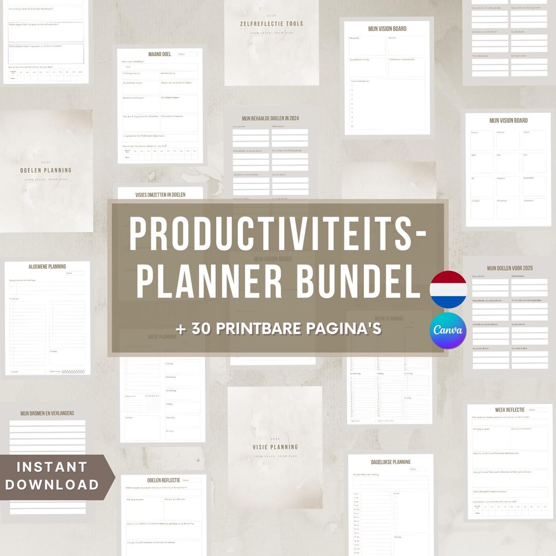 Productivity Planner Bundle 2025 | Vision Board, Goals, Self-reflection ...