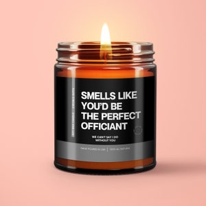 Officiant cadeau idee Soja kaars cadeau voor officiant Wil jij onze officiant voorstel cadeau zijn Wil je met ons trouwen Kaars cadeau voor Myofficiants
