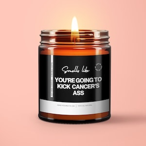 Sobreviviente de cáncer huele como si fueras a patear CÁNCER Vela de culo Vela ecológica 100% de soja 9 oz Concientización sobre el cáncer de sobreviviente de cáncer
