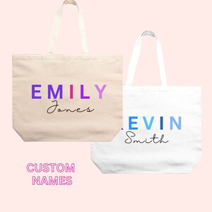 Sac fourre-tout personnalisé avec prénom Sac fourre-tout personnalisé avec prénom personnalisé Sac shopping femme Cadeau prénom personnalisé pour elle Sac enfant Cartable pour enfant