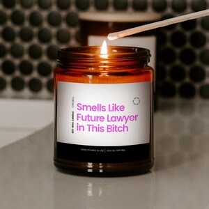 Smells Like Future Lawyer In Training Soy Wax Candle Funny Lawyer Gift Law School Acceptance Bar Exam Gift Eco Friendly Lawyer Candle Gift