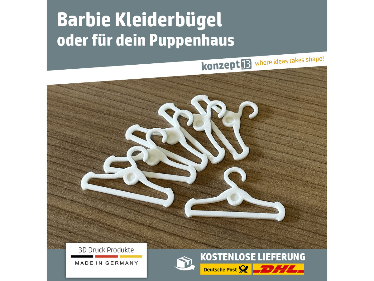 Barbie clothes hangers - 10 pieces / dollhouse / 3d print