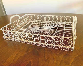 Vintage White Metal Tray