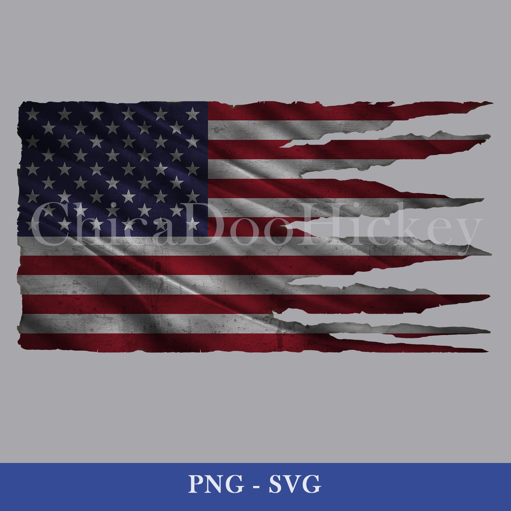 Ripped American Flag PNG SVG, Grunge Patriotic Clipart (digital ...