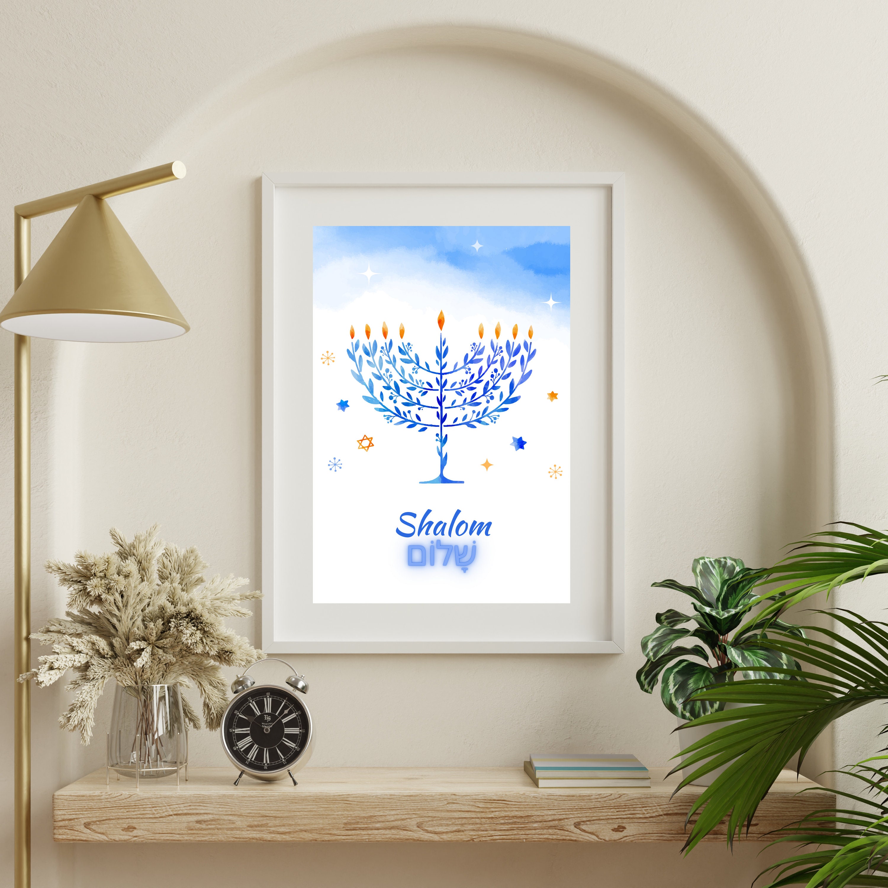Shalom Sign Living Room Printable Art Jewish Home Decor Digital Wall ...