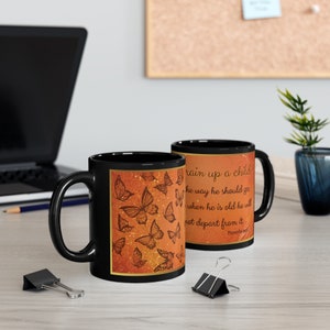 Faith-Filled Proverbs 22:6 Black Mug - Start Your Day with God&#39;s Wisdom