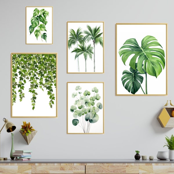 Greenery Gallery Wall Art Set Trending Now Living Room Wall Art Minimalist Home Decor Watercolor Plant Posters Leaf Prints Monstera Plant