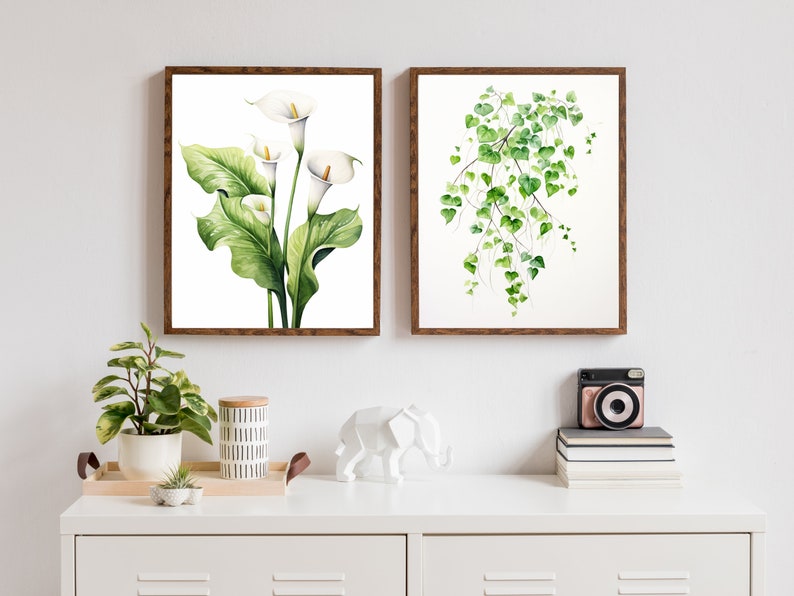 Botanical Gallery Set Living Room Wall Art Prints Minimalistic Home ...