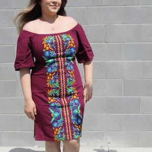 Mexican Short Floral Dress. Mexican Artisanal Dress. Traditional Floral Embroidered Dress. Typical Mexican Dress.