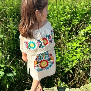 Mexican Girls Dress Traditional Mexican Toddler Dress Embroidered Handmade Different Sizes