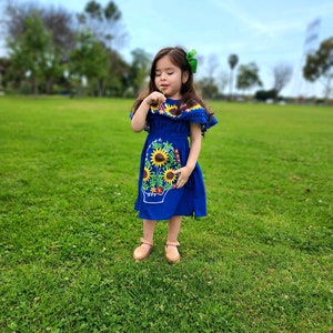 Mexican Girls Dress Traditional Mexican Toddler Dress Embroidered Handmade Different Sizes