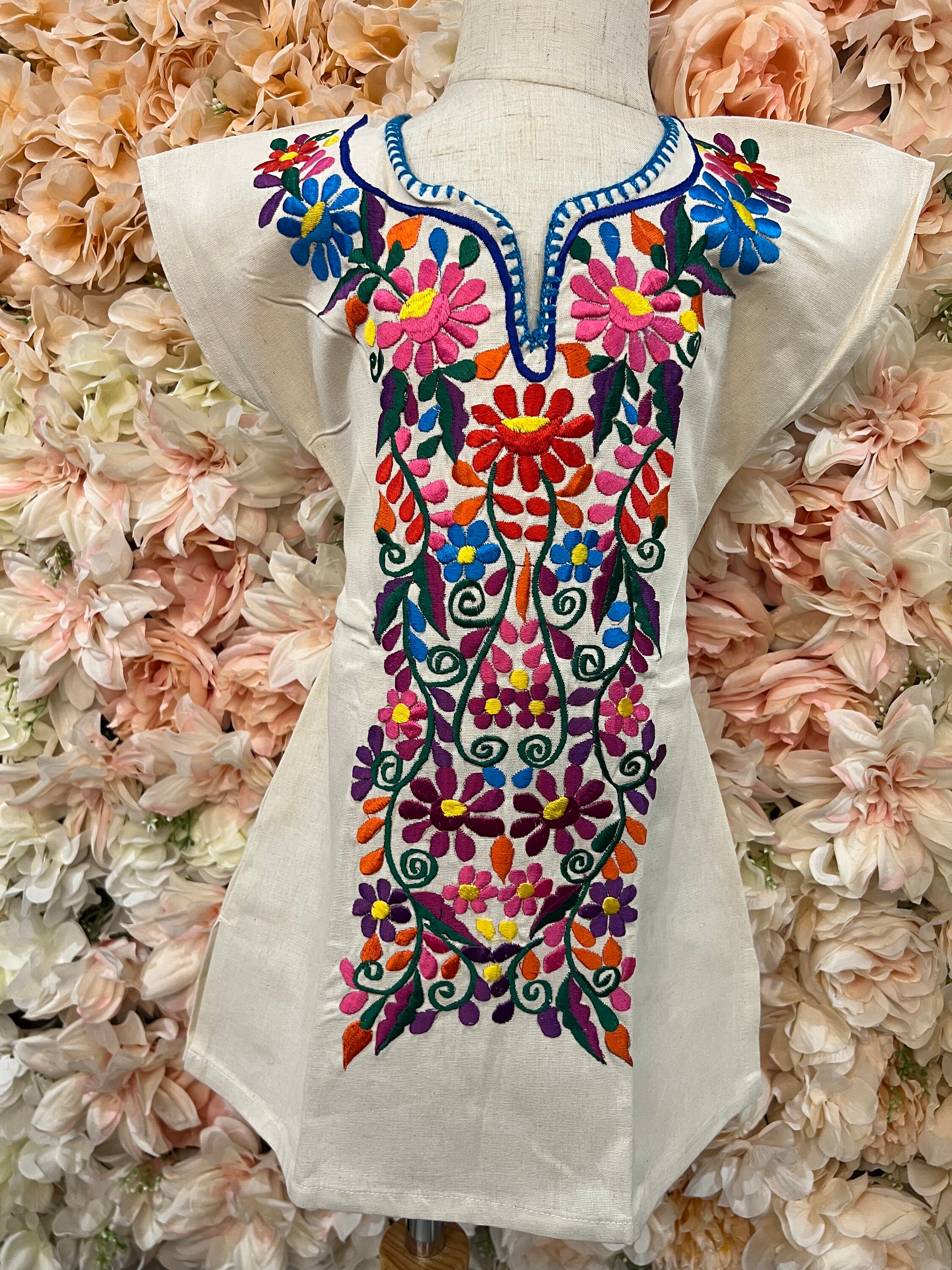 Mexican Girls Dress Traditional Mexican Toddler Dress Embroidered Handmade Different Sizes