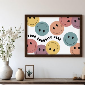 CUSTOM Sorority Poster - Sorority Smiley Face Print, Custom College Gifts, Custom Sorority Gift Ideas, Cute Sorority Merch, Trendy Merch