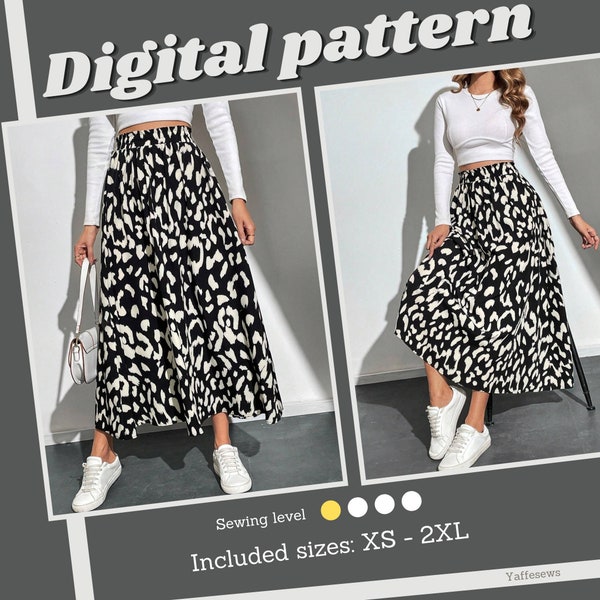 A-Line skirt sewing pattern, summer skirt pattern sizes XS-XXL, indie sewing pattern, instant PDF download