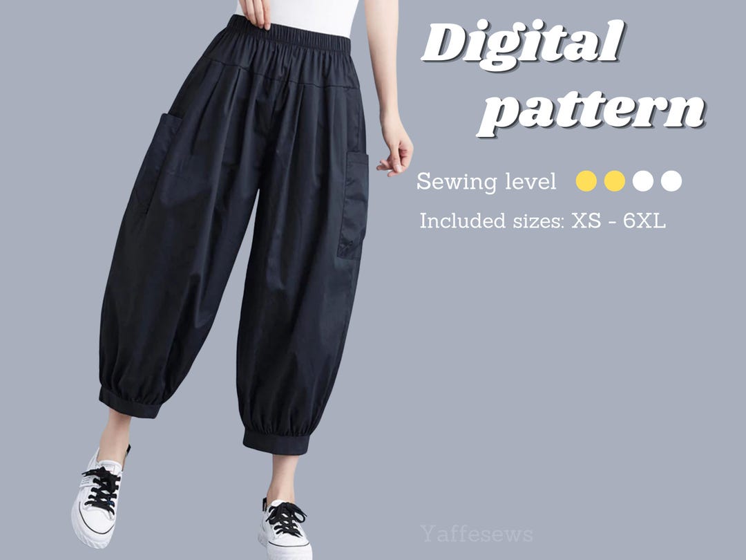 Harem Pants Sewing Pattern, Boho Pants, Wide Leg Pants, Sizes XS-6XL ...