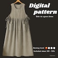 Side Tie Apron Dress PDF Sewing Pattern, Pinafore Apron Pattern,  Garden Apron, Easy Boho Dress, sizes XS-5XL