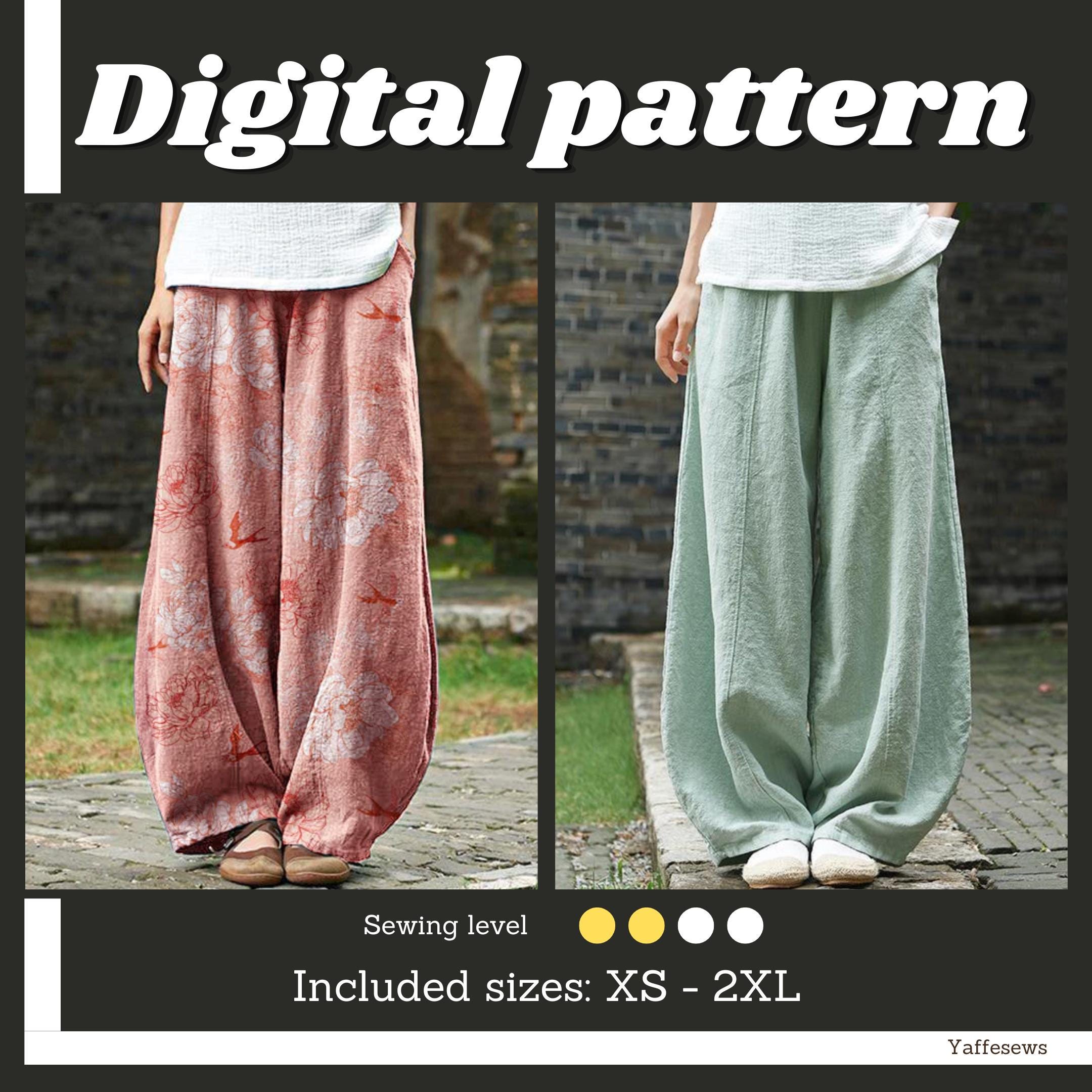 Wide Legged Trousers Sewing Pattern, Bloomers Pants, Instant