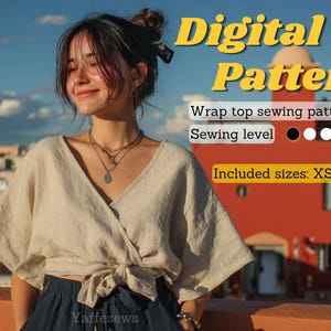 Wrap Top  Sewing Pattern, PDF Sewing Patterns for Women, sizes XS-2XL