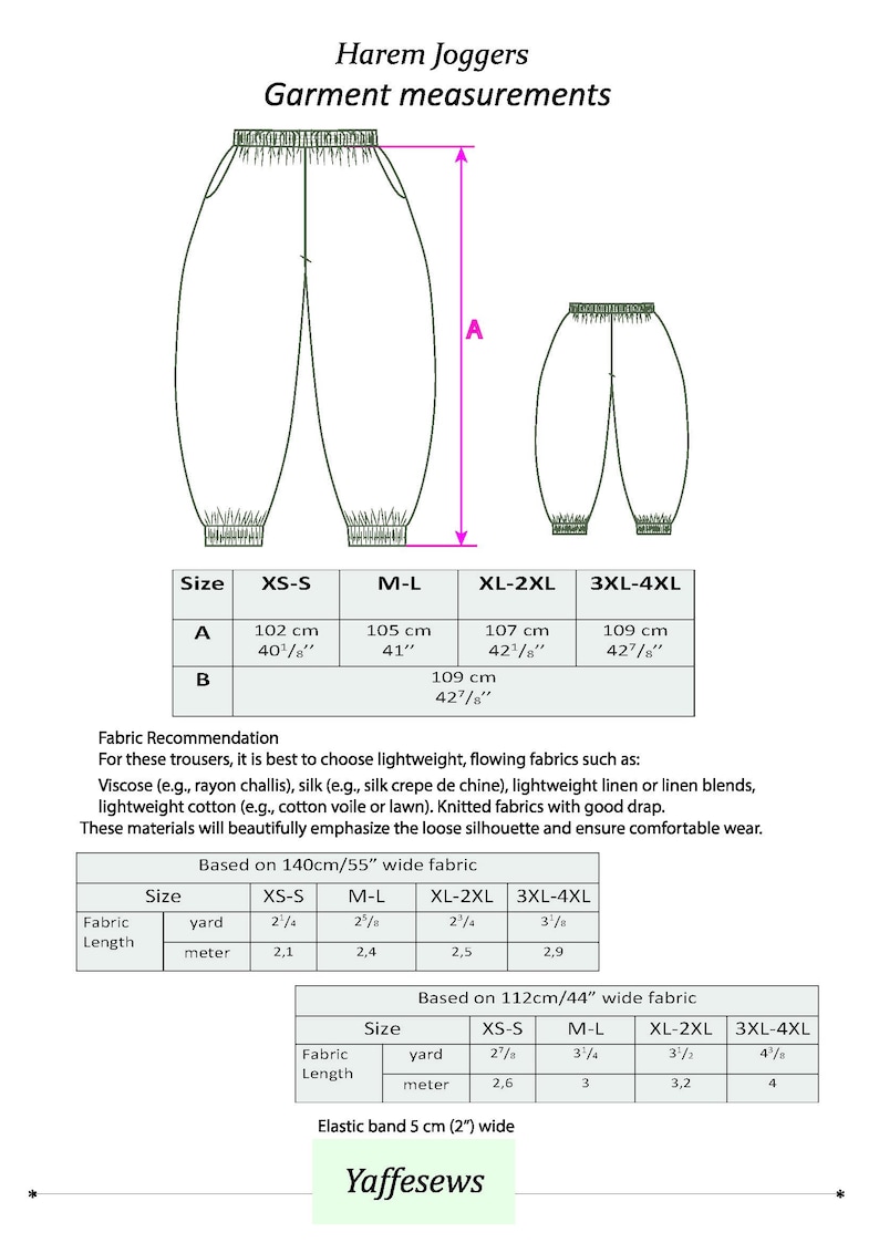 Harem Pants Sewing Pattern PDF, Joggers Sewing Pattern XS-4XL, Digital Download Baggy Pants, Easy Sewing Pattern Women, DIY Trousers image 3