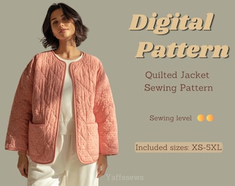 Quilted Jacket Sewing Pattern PDF, Women’s Padded Coat Pattern, Easy Digital Pattern, PDF Jacket Pattern for Beginners