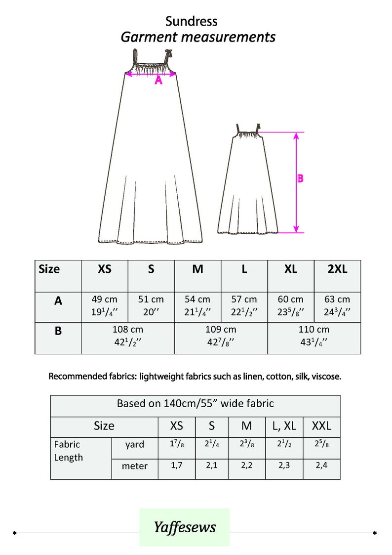 Sundress Sewing Pattern sizes XS-XXL, Camisole dress digital pattern, instant PDF download image 3